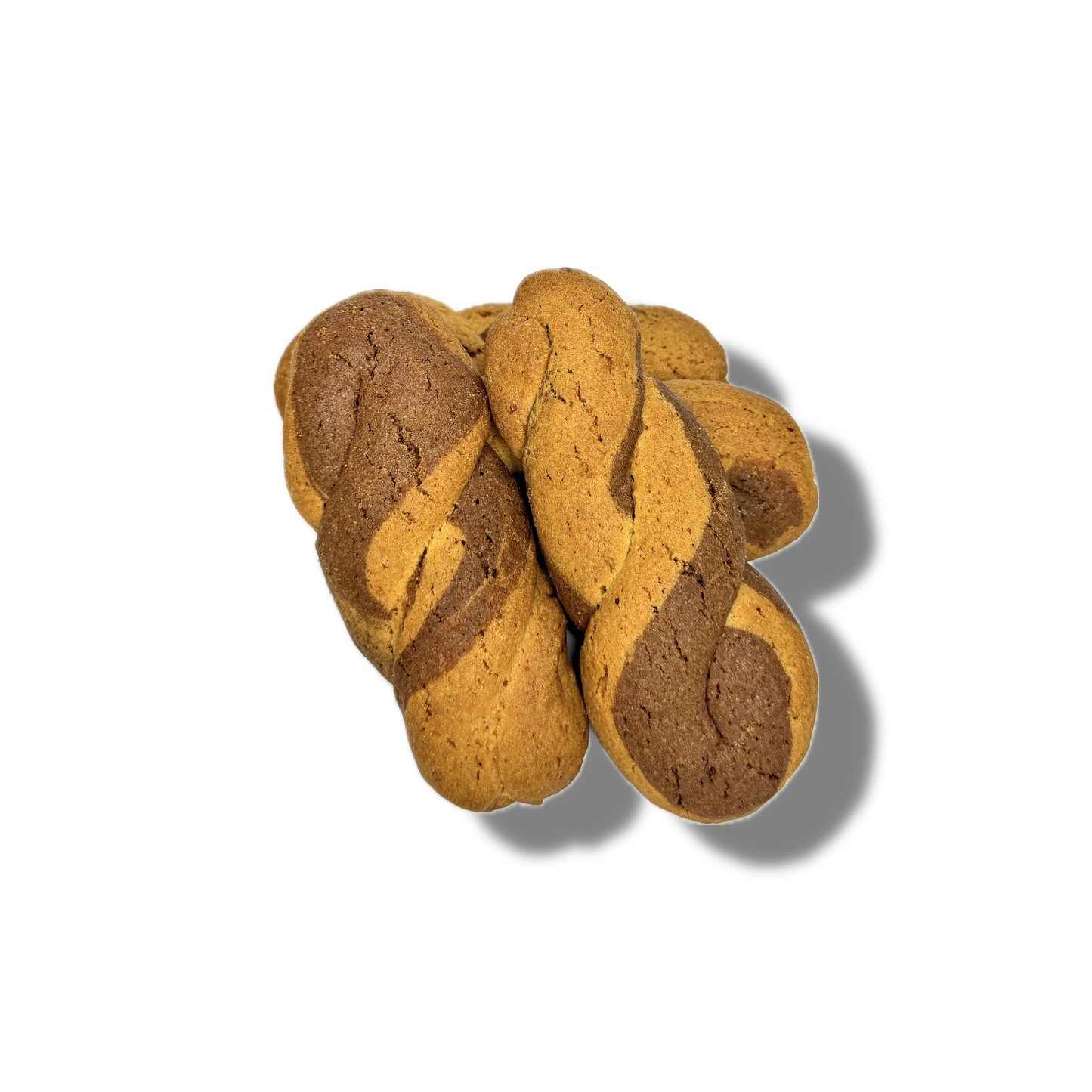Taralli a trecce bicolore, metà pasta frolla classica e metà al cacao, ottimi per la colazione