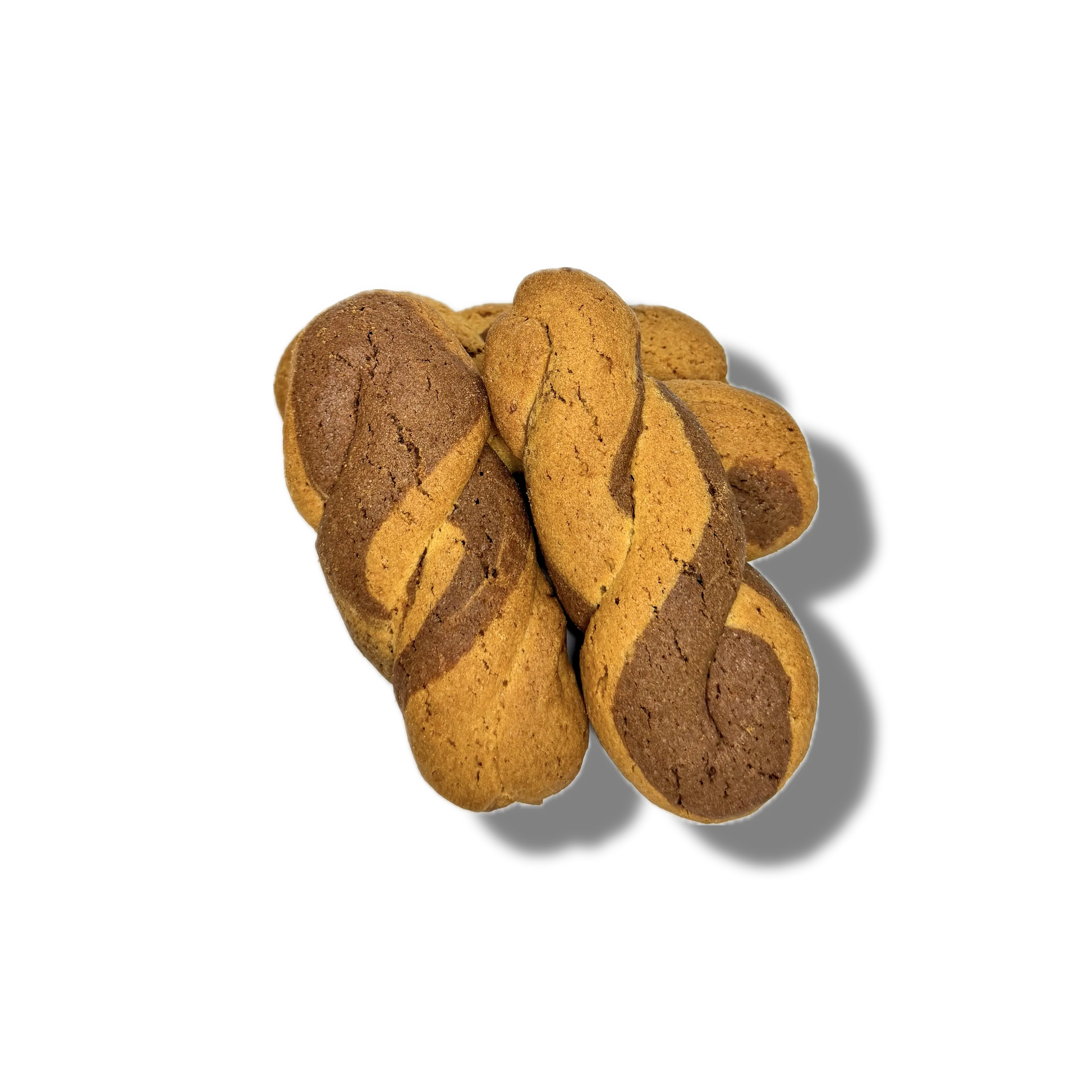 Taralli a trecce bicolore, metà pasta frolla classica e metà al cacao, ottimi per la colazione